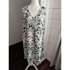 J‎ Jill Dress Womens Large Floral Love Linen Sundress Summer Spring Lagenlook